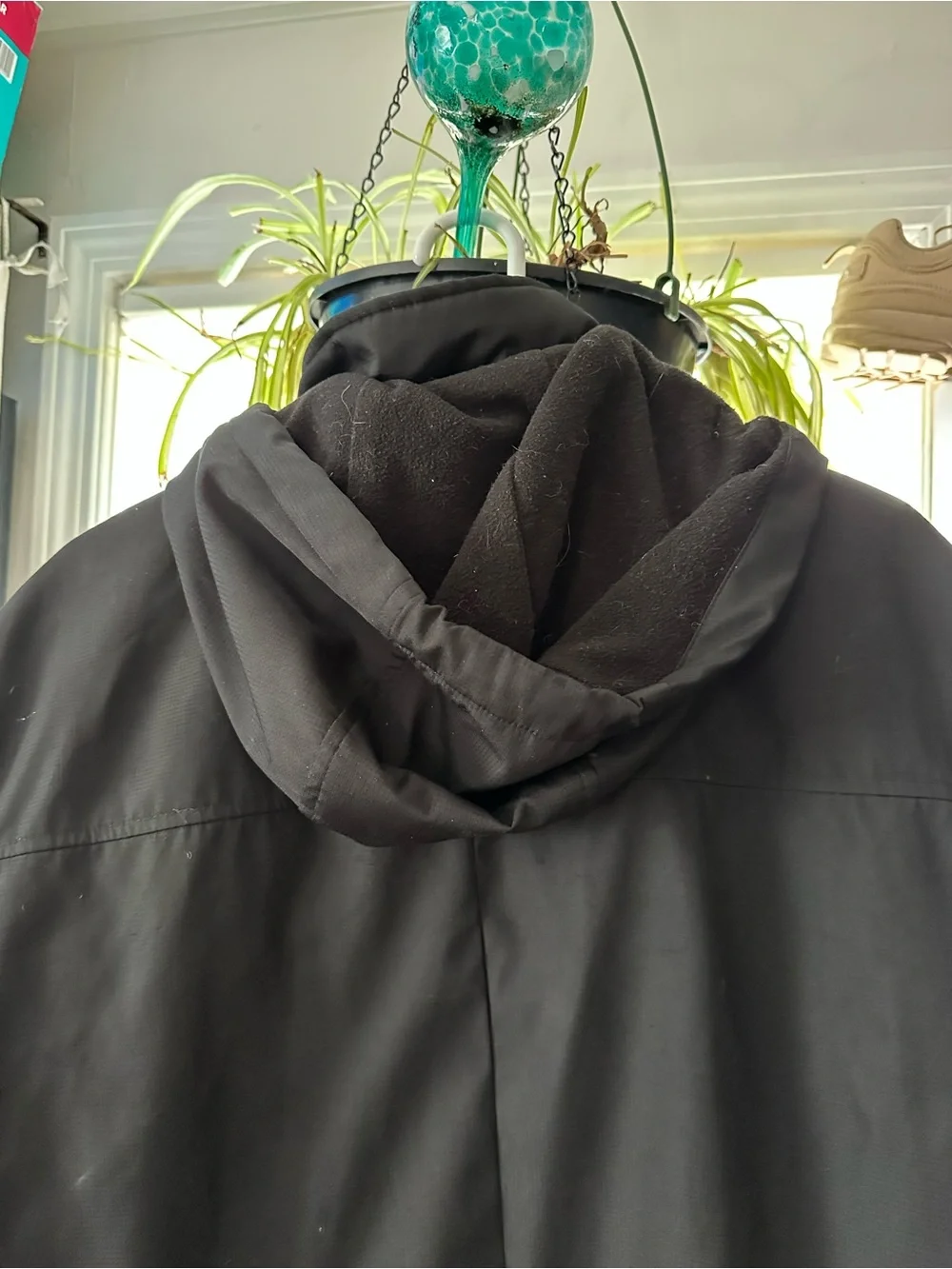 Calvin Klein Black Hooded Raincoat - Zip Front